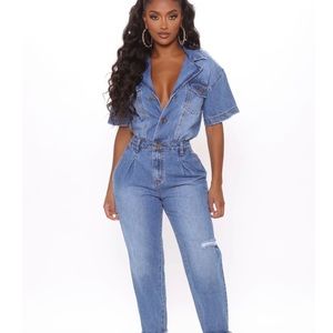 Fashion Nova Downtown vibes jumpsuit Denim